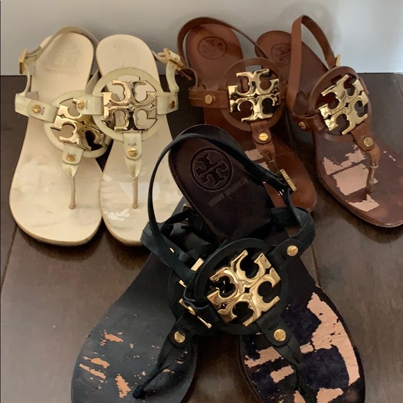 Tory Burch navy blue logo sandals 7 - Picture 6 of 6